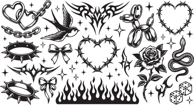 Collection of adorable ornate animal illustrations in black and white, featuring intricate patterns and a bohemian, doodle-like aesthetic perfect for coloring or decorative design projects
