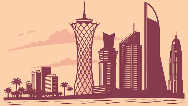 Doha Skyline Silhouette