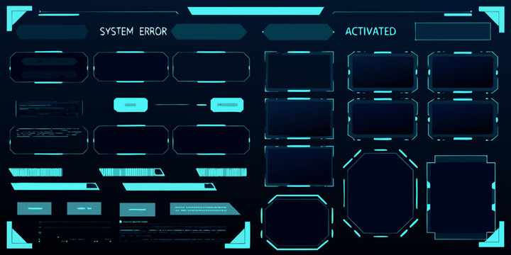 sci fi hud interface elements futuristic blue digital display set