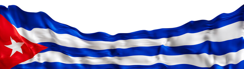 Cuba national flag appears with a realistic waving effect on a clear background. The flag has red, white, and blue stripes, showcasing the country's identity © Creative_Bird