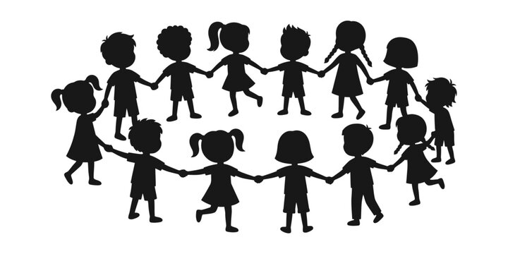 Celebrating friendship diverse group of children holding hands in a circle of unity