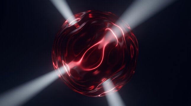 Abstract dynamic background showing a rippling pool of metallic dark cherry liquid suspended in zero gravity with volumetric light.