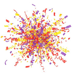Obraz premium A colorful explosion of confetti and streamers isolated on transparent background