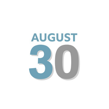 August 30 Calendar Date Illustration with Minimalist Typography on White Background