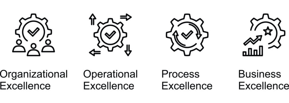 Structure Of Operational Exellence banner web icon line vector illustration of Organizational, Operational, Process, Business