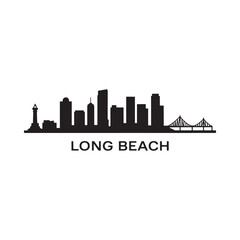 Obraz premium Long Beach skyline silhouette against a white background