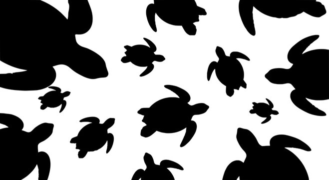 Frog wildlife silhouettes with jump motion across minimalist vector background for icon and pattern design