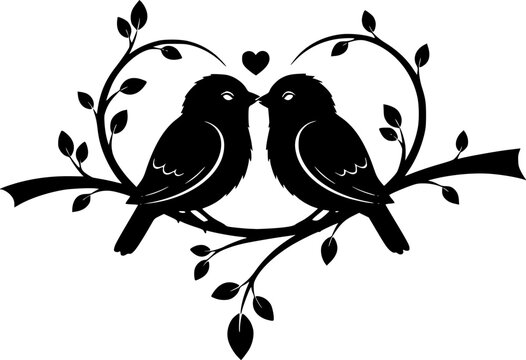 Valentine day Love Birds bundle vector silhouette illustration
