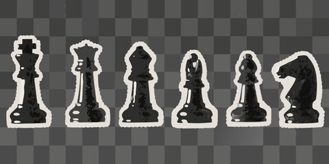 chess pieces silhouettes on transparent background high quality © Bibhas