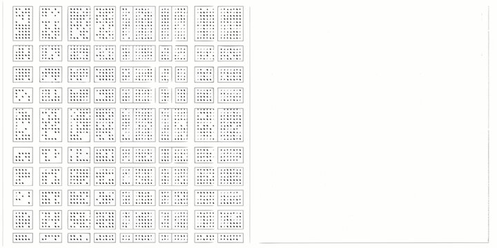 dot grid pattern with rectangular shapes black on white