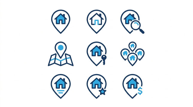 Real Estate Icons on Map Markers.