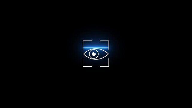 Futuristic Eye Scanner and Biometric Authentication Icon for Security System and HUD Digital Interface Design 4k video animation.