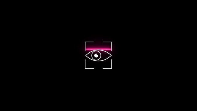 Futuristic Eye Scanner and Biometric Authentication Icon for Security System and HUD Digital Interface Design 4k video animation.