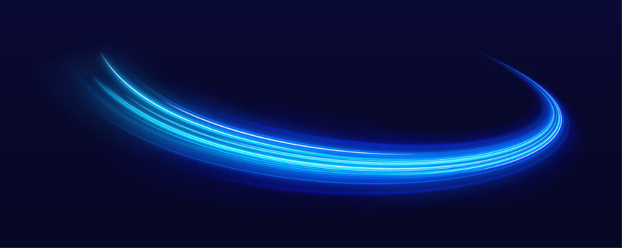 Colorful light trails form spinning circular energy ring. Sparkling glow particles create motion blur effect. Cyber futuristic vector background design.