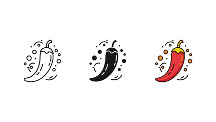 Obraz premium Vector icons of a chili pepper with illustration vegetable silhouette collection