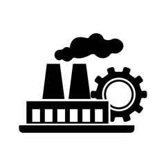 Naklejka premium Factory building icon vector illustration of urban industrial skyline silhouette design