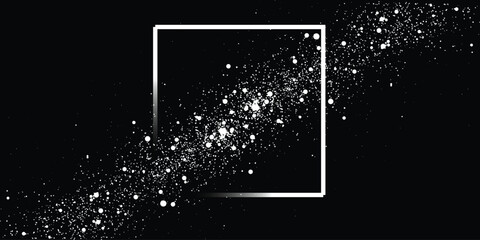Abstract background with a glowing square frame and a diagonal stream of sparkling particles © Mehedi
