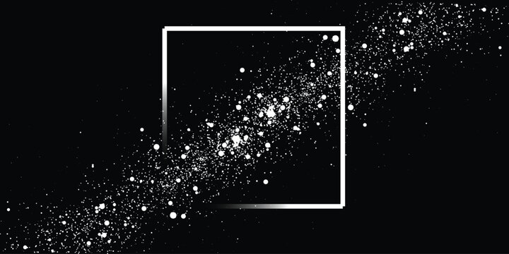 Abstract background with a glowing square frame and a diagonal stream of sparkling particles