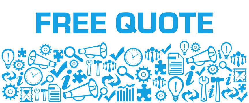 Free Quote Blue Business Symbols Background Bottom 