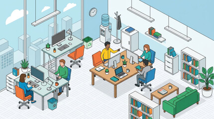 Obraz premium People Working in Office Environment.