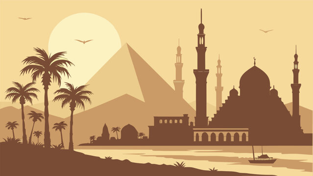 Cairo City Skyline Vector Art Silhouette