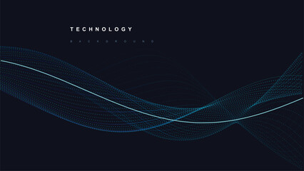 Abstract technology background with blue glowing particles wave, digital data flow, futuristic network connection concept © Mehedi