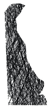 Symbol Map of the State Delaware (United States of America) showing the state with black, crossing lines like Mikado Sticks or a spider web