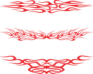Fototapeta premium Vector flames for vehicle vinyl decals and wraps. Ready-to-cut graphics, great hood decals for racing cars, off-road and sport vehicles, hot rod automobiles, ATVs, trucks, motors and bikes.