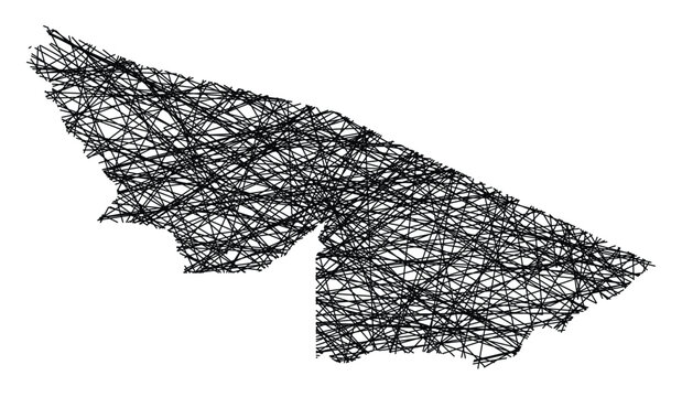 Symbol Map of the State Acre (Brazil) showing the state with black, crossing lines like Mikado Sticks or a spider web