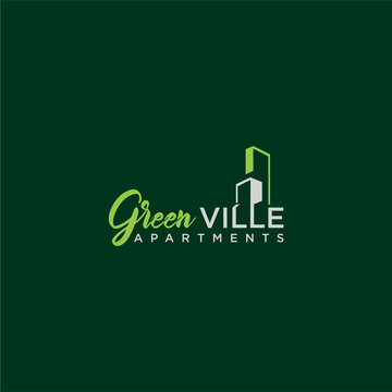 creative simple logo design typography green ville