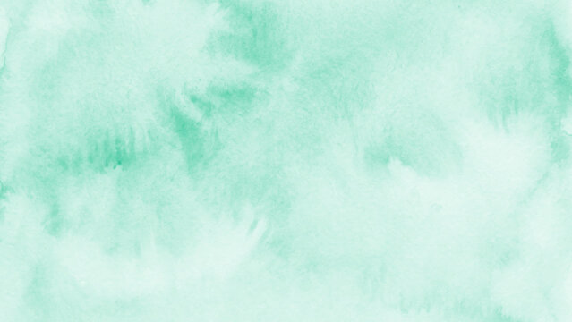 Mint green watercolor texture background with soft white and green hues and abstract shapes