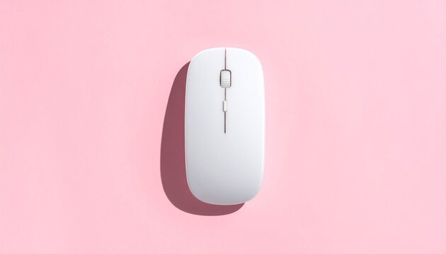 modern wireless mouse on soft pink gradient background minimal tech setup