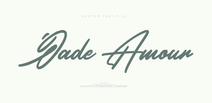 Jade Amour, Script font alphabet logo. Typography Beauty fashion luxury classic letters serif fonts decorative wedding vintage retro logos. vector illustration
