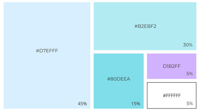 Crystal Air Translucent Cyan Color Swatches and Percentages with Hex Codes