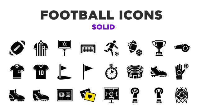 Football Icon Set - Solid Style