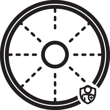 Black and white concentric circles with dashed line pattern