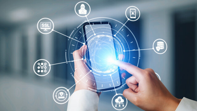 Data privacy and cyber security icons show encryption, data privacy safeguards, and cyber security defense. Data privacy ensures cyber security protection and access control. Gist