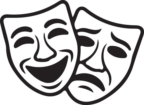 theatre drama comedy happy sad mask logo design 
