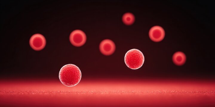 microscopic red blood cells floating in human plasma on dark background detailed medical visualization representing polycythemia condition for hematology research and clinical science