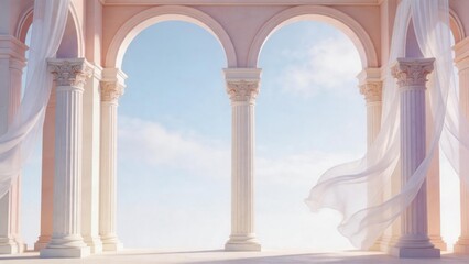Fototapeta premium Classical columns with flowing drapery