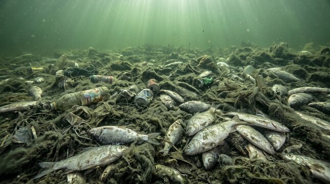 dead fish caused by water contamination