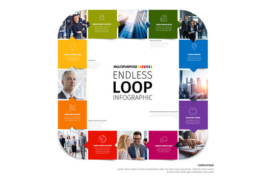 Multipurpose Endless Loop Infographic Template with Photo Placeholders