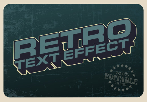 Retro 3D Editable Text Effect Template with Vintage Gritty Texture