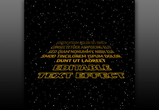 Cinematic Space editable Text Effect with Perspective Crawl and Starry Background