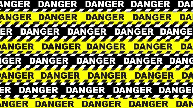 Warning Tape: A repeating pattern of yellow and black warning tape with the word DANGER prominently displayed, creating a visual alert to potential hazards.