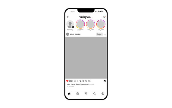 Instagram social media posts layout mobile phone mockup vector template
