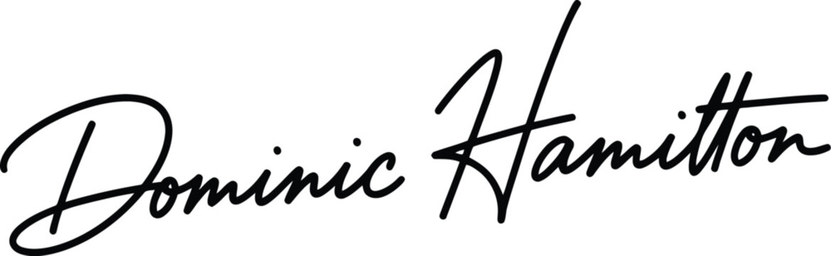 Elegant handwritten signature by Dominic Hamilton on white background