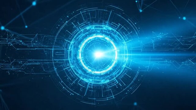 Futuristic technology background with glowing blue circular interface