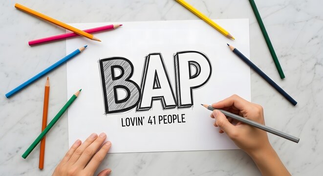 Colorful pencils and paper with bap lovin' 41 people message