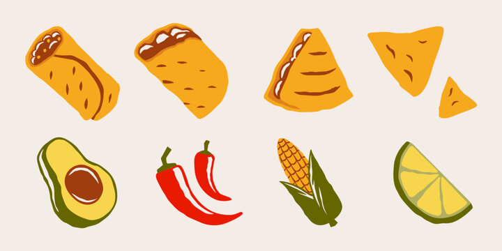 Mexican food vector. Mexican street food